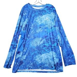Realtree Fishing Shirt Mens 3XL Blue Camo Long Sleeve Performance Mesh UPF Top